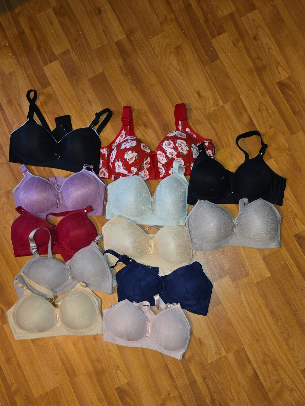 Assorted Women’s Full Coverage Bra - Black, Red Floral, Navy, Lilac, Cream, Gray